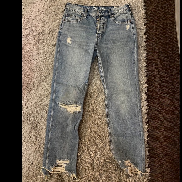 FREE PEOPLE Straight Leg Mid-rise Jeans light wash - Picture 5 of 5
